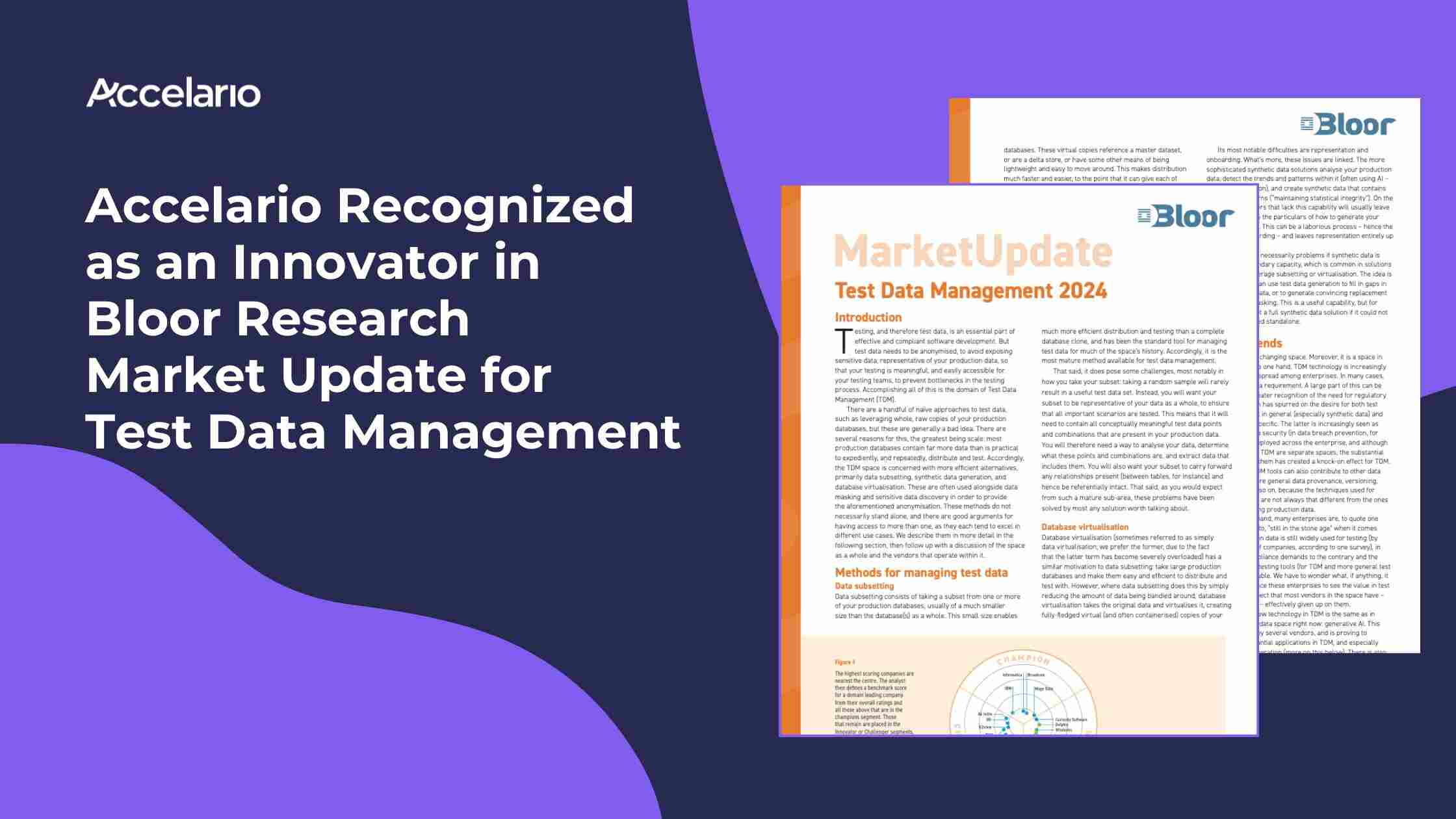 Accelario Recognized as an Innovator in Bloor Research Market Update for Test Data Management